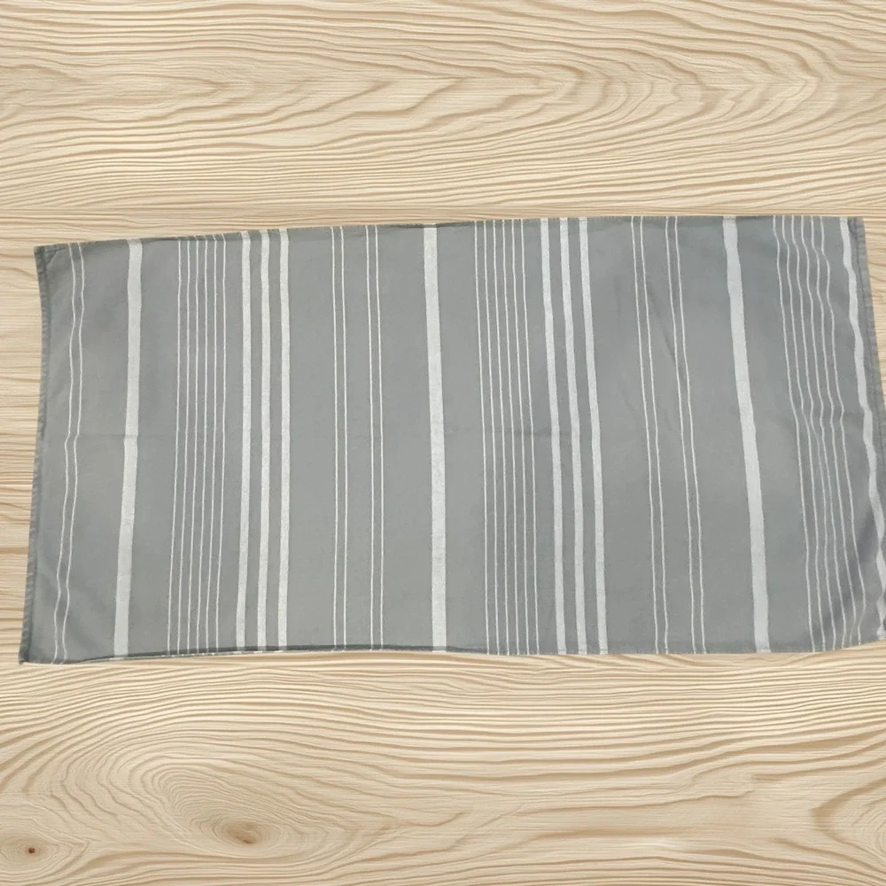 West Elm Gray White Striped Cotton Bath Towel